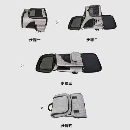 Cat Carrier Outdoor Portable Cat Backpack Foldable Small Dog & Cat Travel Bag, Expandable Dual-Shoulder Pet Backpack