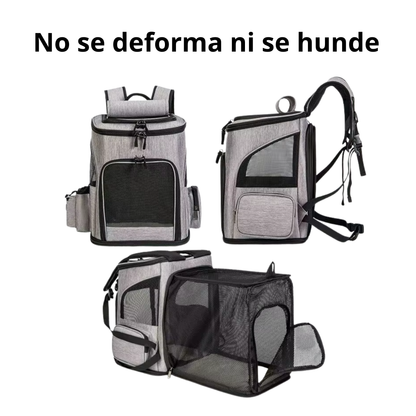 Mochila Transportadora Expandible para Gatos Medianos y Perros de Raza Pequeña