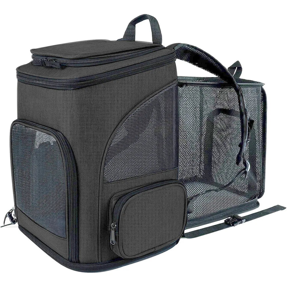 Cat Carrier Outdoor Portable Cat Backpack Foldable Small Dog & Cat Travel Bag, Expandable Dual-Shoulder Pet Backpack