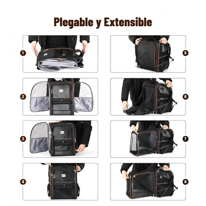 Mochila Expandible para Gatos Medianos y Perros de Raza Pequeña