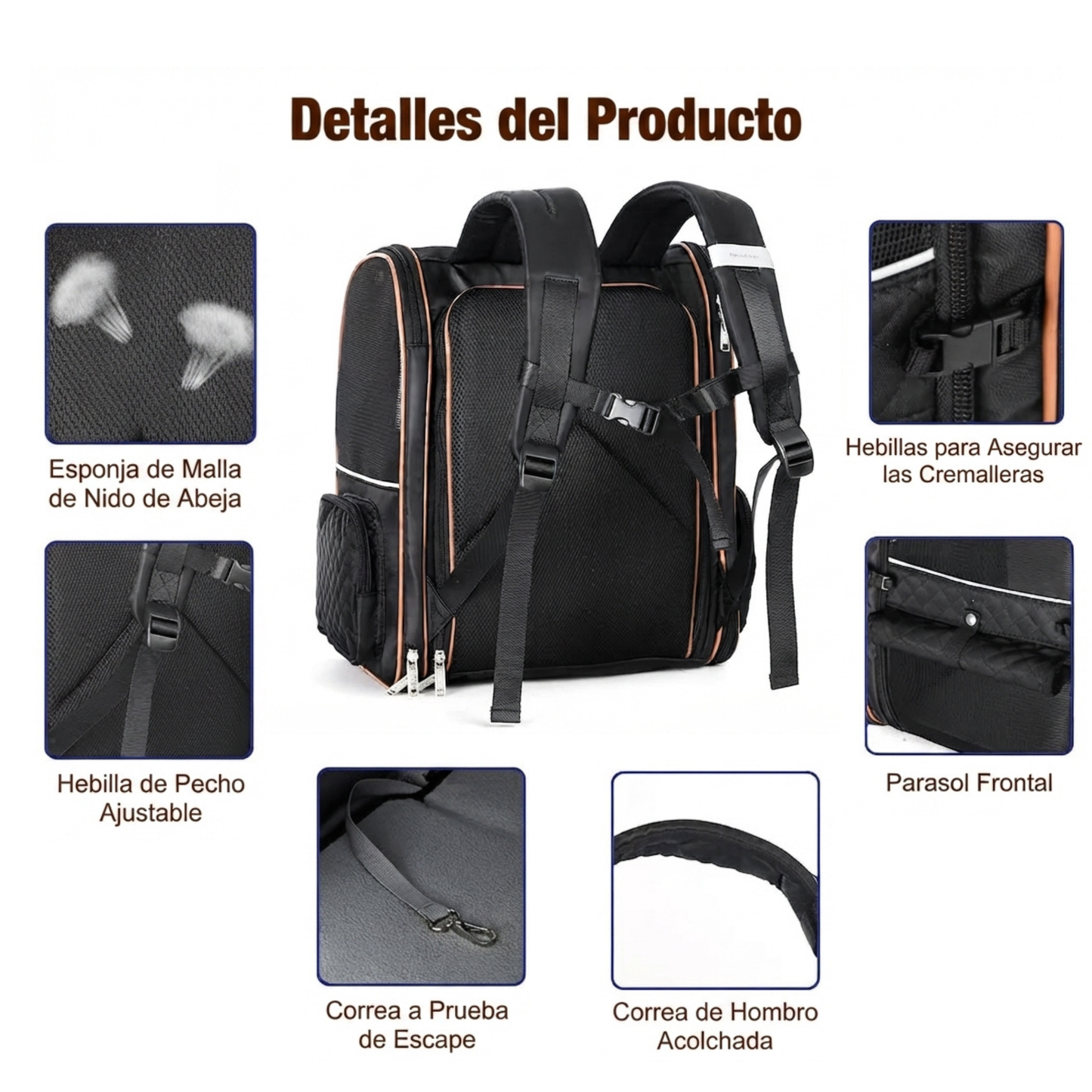 Mochila Expandible para Gatos Medianos y Perros de Raza Pequeña