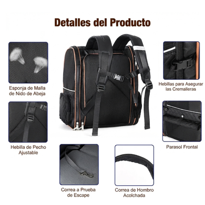 Mochila Expandible para Gatos Medianos y Perros de Raza Pequeña