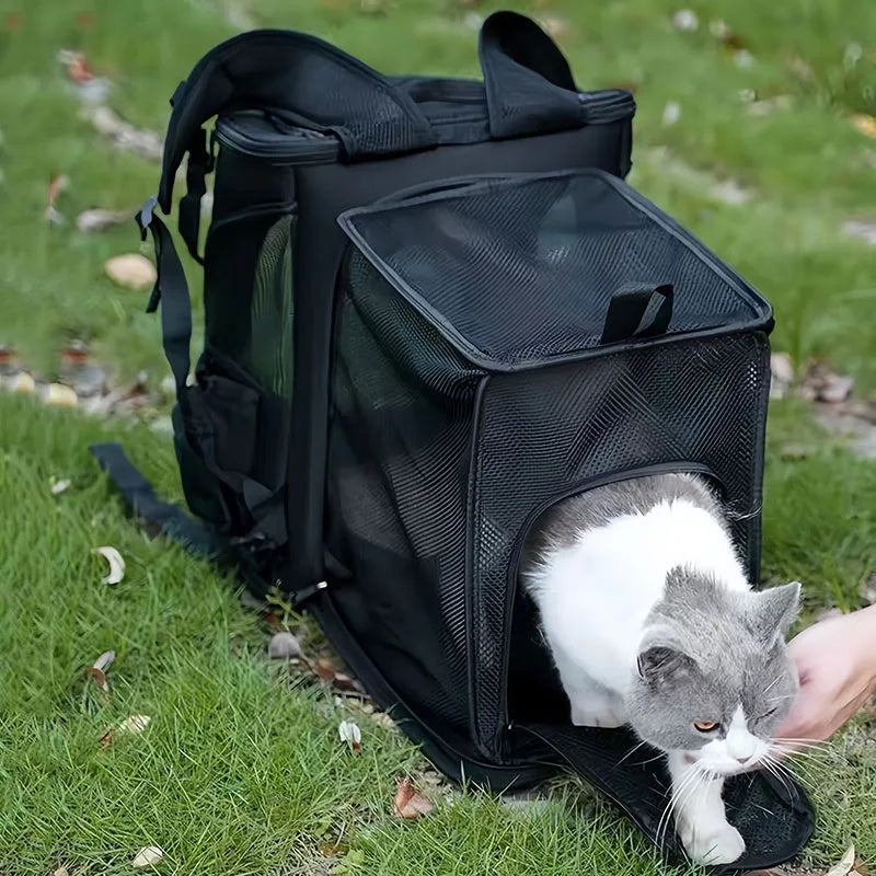 Cat Carrier Outdoor Portable Cat Backpack Foldable Small Dog & Cat Travel Bag, Expandable Dual-Shoulder Pet Backpack