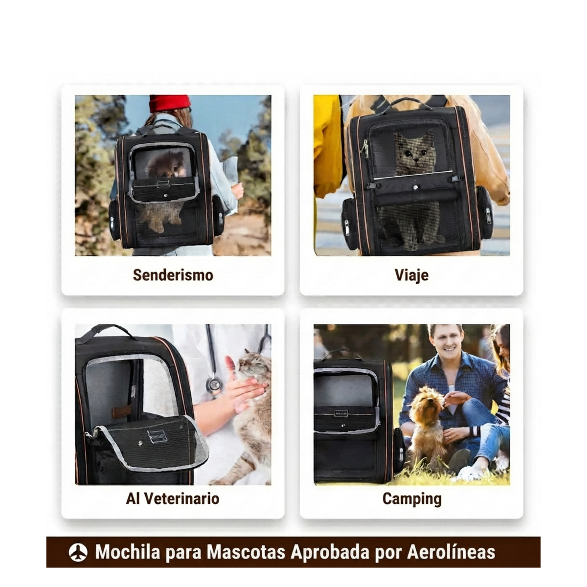 Mochila Expandible para Gatos Medianos y Perros de Raza Pequeña