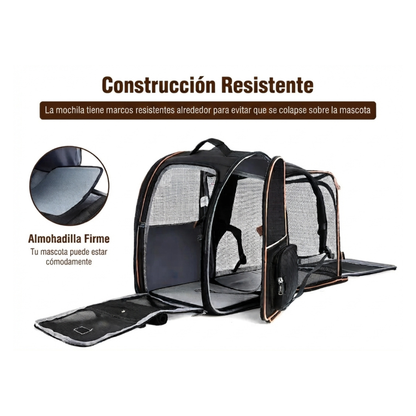 Mochila Expandible para Gatos Medianos y Perros de Raza Pequeña