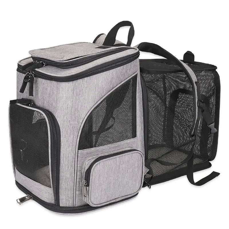 Cat Carrier Outdoor Portable Cat Backpack Foldable Small Dog & Cat Travel Bag, Expandable Dual-Shoulder Pet Backpack