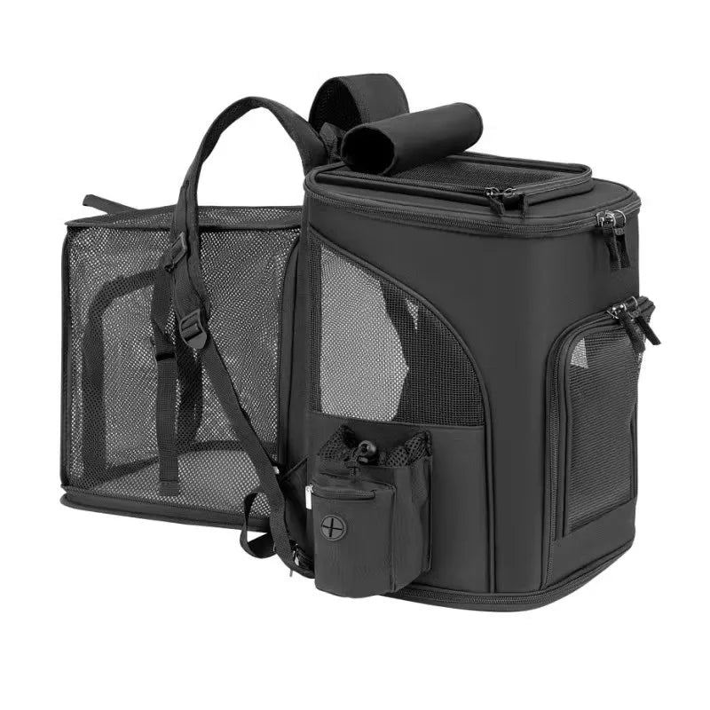 Cat Carrier Outdoor Portable Cat Backpack Foldable Small Dog & Cat Travel Bag, Expandable Dual-Shoulder Pet Backpack
